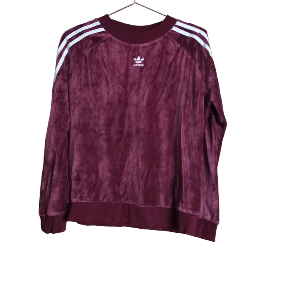 Adidas Originals 3 stripe oversized crop corduroy sweatshirt Size S